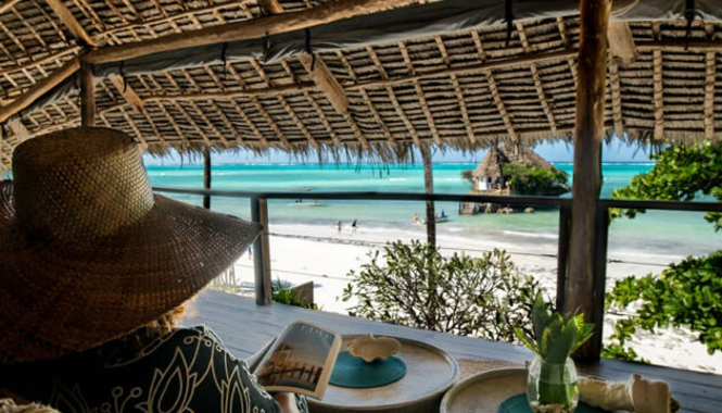 reading by the ocean